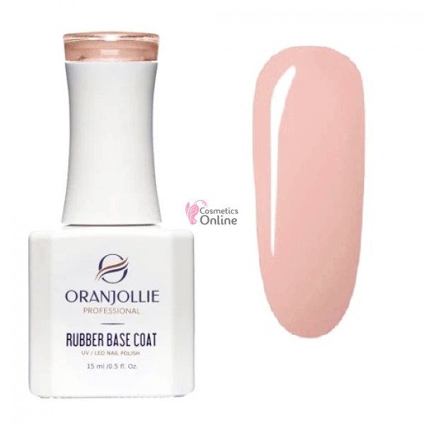 NUDE RUBBER BASE COAT Oranjolie Soak-Off de 15 ml, Nr RB06 Dusty Pink